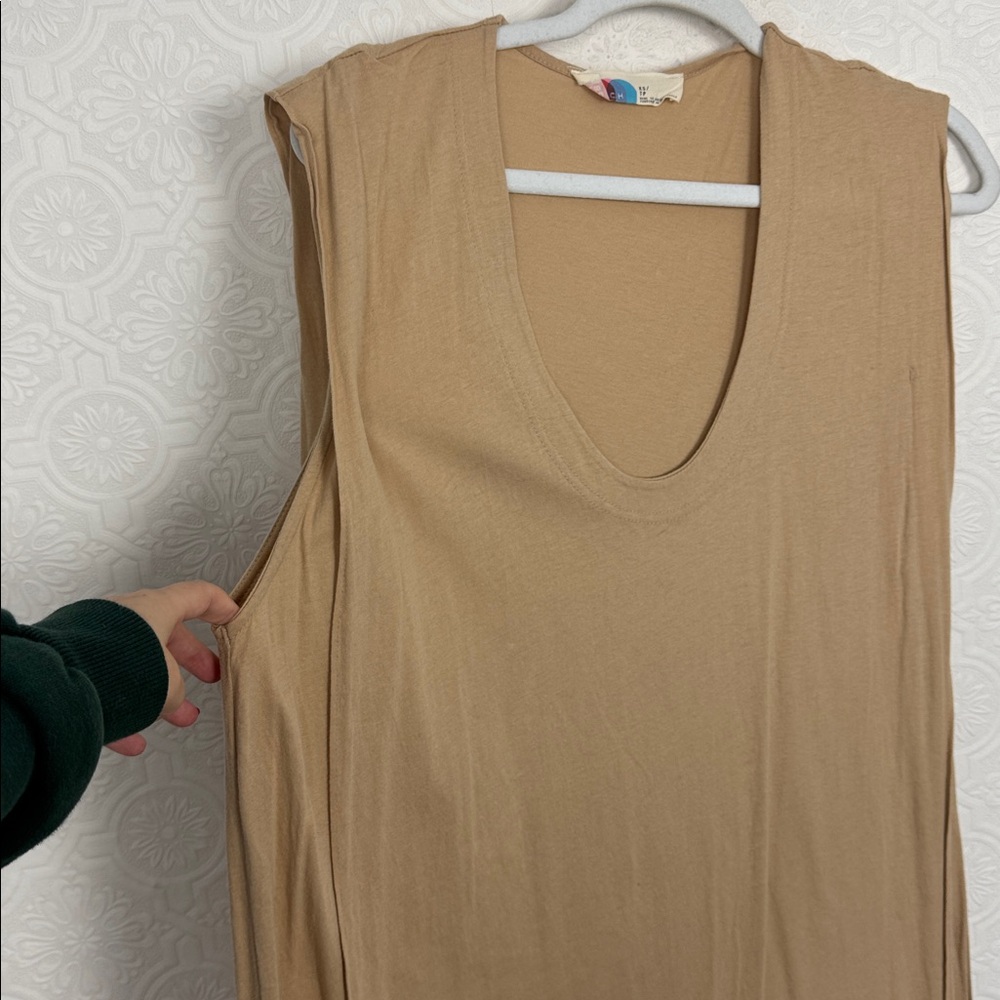 Free People FP Beach Tan Sleeveless Midi Dress XS Cotton Casual Shapeless - Picture 4 of 8